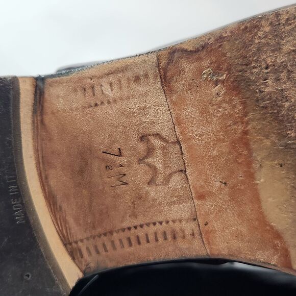 Mario Calugi Mens 7.5 Dress Shoes Brown Glossy Made in‎ Italy Lace Up - Picture 8 of 9